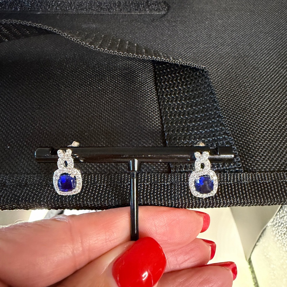 Blue and white topaz and Silver Dangle Earrings